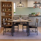 MapleGrace Extendable Dining Table Set for 4 with Storage Rack, 5-Piece Kitchen Table with 4 Upholstered Chairs, Metal Frame & MDF Board, Space-Saving for Small Apartment, Gray