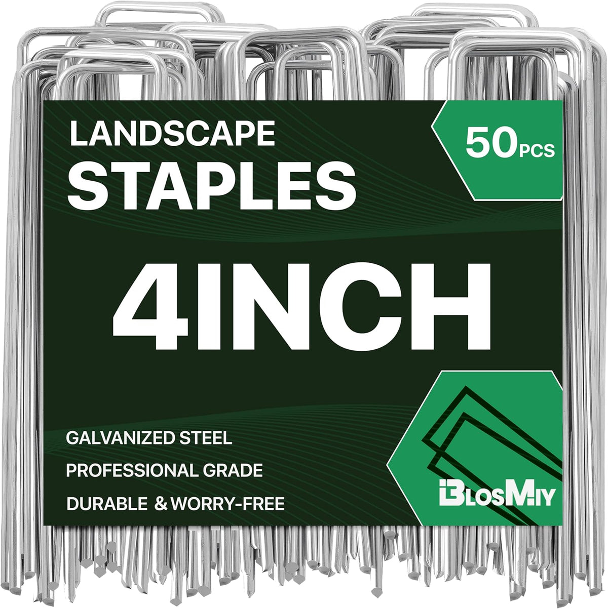 Landscape Staples 4 inch Stakes for Gardening 50 Pack Galvanized Garden Staples for drip Irrigation Landscape Fabric pins Updated Heavy-Duty Weed Barrier Fabric Lawn Outdoor Projects