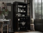 Palace Imports Solid Wood Tall Pantry Cabinet – 71.5" H x 32" W – Black Wooden Storage Cabinet for Kitchen w/Clear Glass/Shaker Doors & 4 Adjustable Shelves, 100% Eco-Friendly Wood, Made in Brazil
