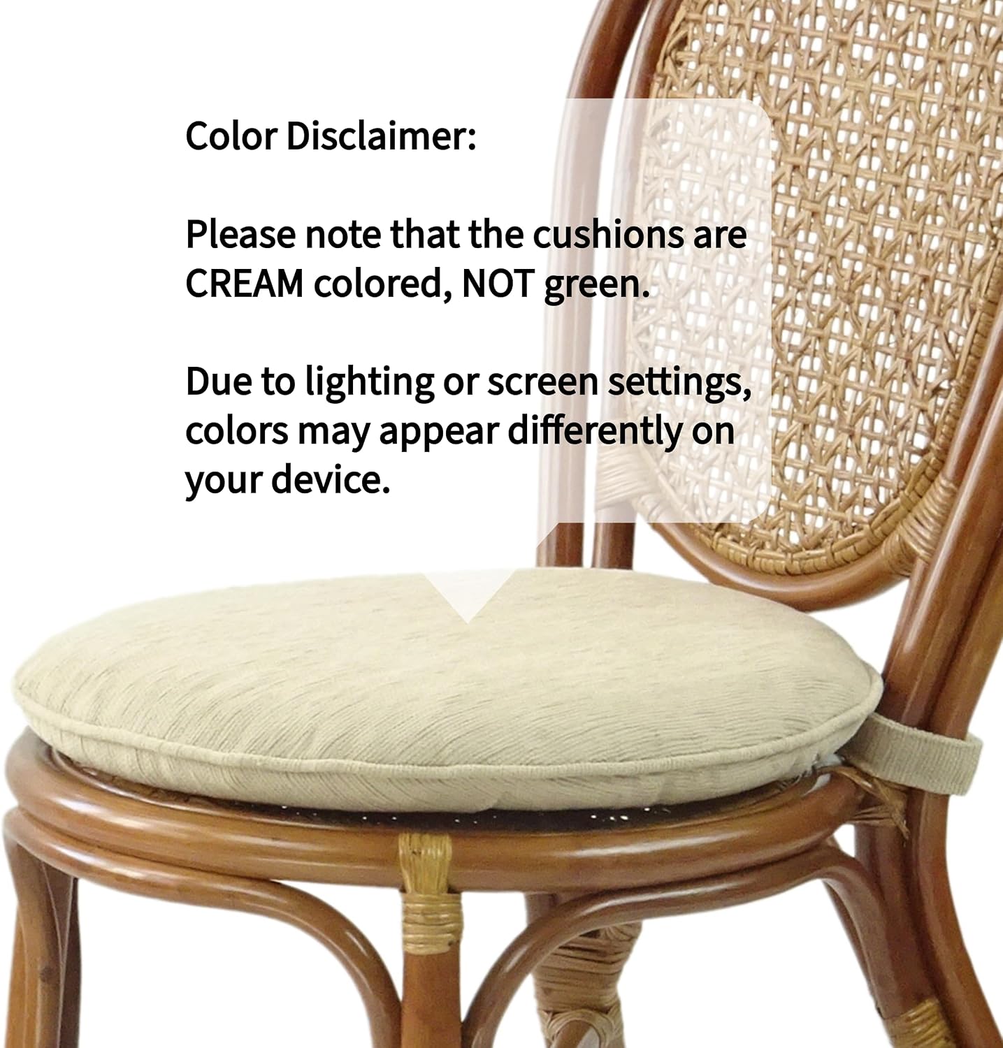 Rattan Wicker Dining Round Table Glass Top and 4 Denver Side Chairs with Cream Cushions, Dining Table Set for 4, Tropical Style Dining Table Set for Four, Colonial Color