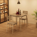 GAOMON 3-Piece Dining Table Set, Sturdy Wooden Square Table and Chair Breakfast Table Set for 2 Person,for Home or Commercial Dining Room,White+ Grey