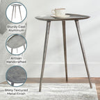 Convenience Concepts Bali Metal Tall End Table 16" - Tall Modern Artisan Handcrafted Living Room Table, Unique Cast Metal Family Room Side Table, Bohemian Cocktail Style, Antique Silver