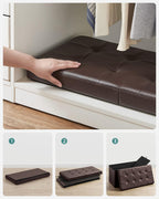 SONGMICS 30 Inches Folding Storage Ottoman Bench with Flipping Lid