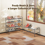SUFAUY 2 Pack 2-Tier 33" Wide Shoe Rack, Shoe Shelf Storage Organizer for Entryway, Extra Large Capacity, Bedroom Footwear Organizer, Wire Grid, Black