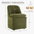 KISLOT Upholstered Dining Chairs Set of 4 with Hidden Casters, Modern Kitchen Chairs with Removable Washable Cover, Padded Dining Room Chairs with Chenille Velvet Fabric & Metal Frame, Green