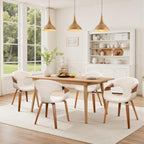 Zouron Dining Chairs Set of 2, Modern Fabric Desk Chairs with Wooden Legs, Accent Armchairs for Kitchen Dining Room, Beige Fabric