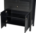 JIJIWANG Dome Kitchen Pantry Storage Cabinet with Doors & Adjustable Shelves,Farmhouse Large Sideboard Buffet with Drawer for Kitchen Living Room,Black
