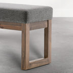 SIMPLIHOME Milltown Large Ottoman Bench - 44 inch Wide Upholstered Linen Look Fabric Rectangle Footstool Ottoman in Parisian Grey, Contemporary Bench for Entryway with Cushioned Seat, Assembled