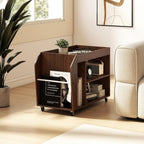 Giantex Rolling End Table with Storage, 3-Tier Side Table with Magazine Rack & Open Shelves, 4 Universal Wheels, Farmhouse Mobile Lateral Filing Cabinet for Study Living Room Bedroom