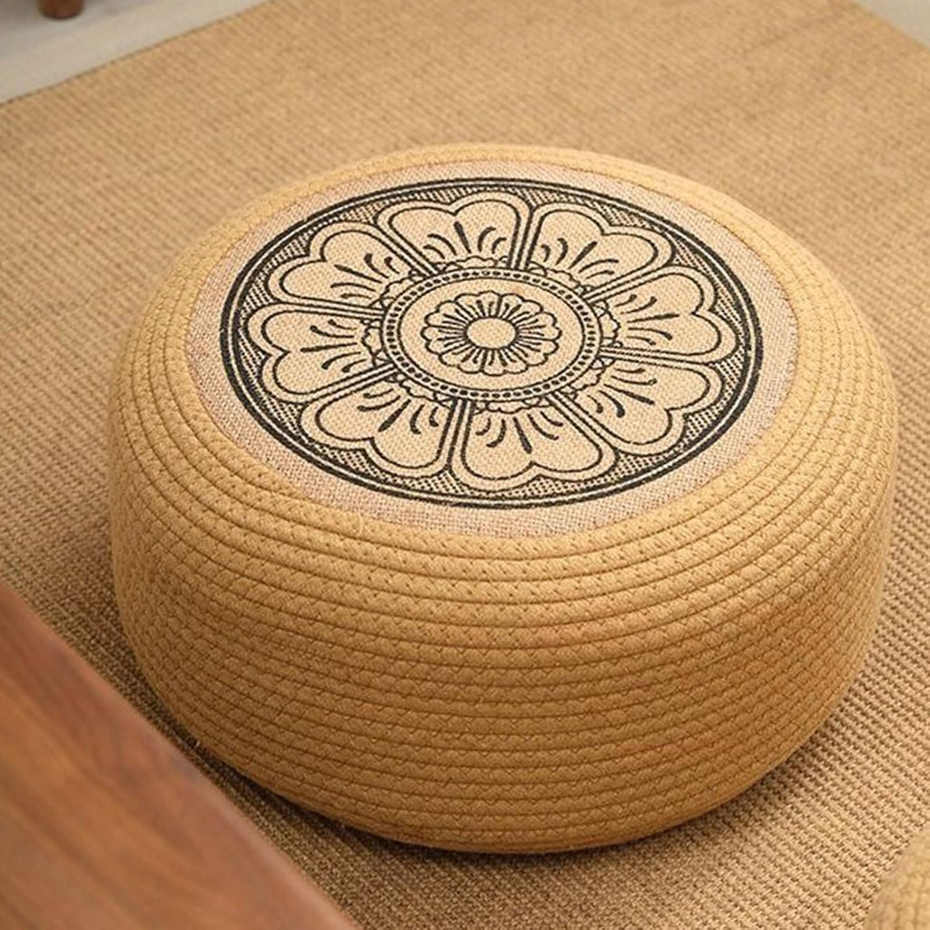 Outdoor Pouf Ottoman, Patio Ottomans and Footstools, Floor Seating for Exterior Deck Living Space Garden Home Placement Coastal Patio Poolside