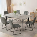ZckyCine 59" Modern Grey Dining Table Set for Small Spaces,7-Piece Set with Rectangular Table & 6 Padded Leather Chairs, Compact, Sturdy & Easy to Assemble (Table + 6 Gray Dining Chairs, 59")