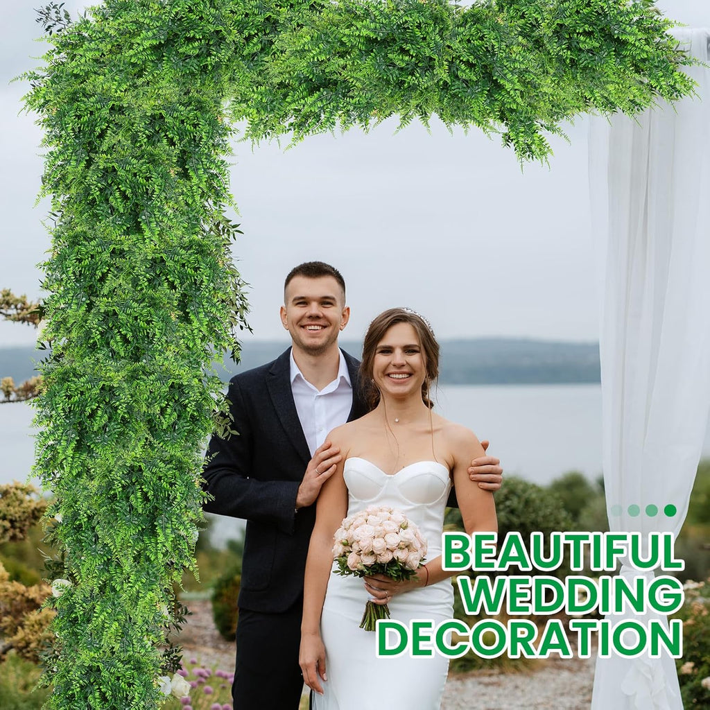 Geosar 110 Pcs Artificial Hanging Plants 32 Inch Hanging Boston Ferns Plastic Fake Plants for Wall Room Garden Wedding Garland Indoor Outdoor Decoration, No Basket