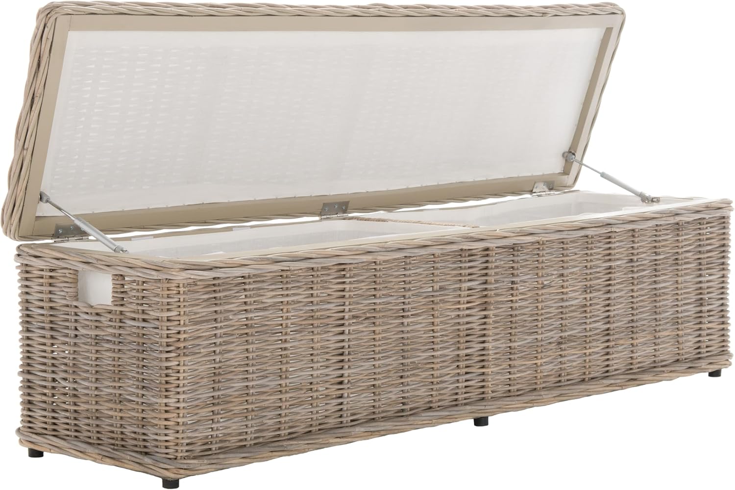 SAFAVIEH Furniture - Caius Rattan Trunk - Grey - Rattan - Coastal Woven Design - Ideal for Living Room, Entryway, Bedroom, 63" W x 18.1" D x 18.7" H - Fully Assembled (SEA7017A)