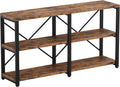 IRONCK Console Table, 3-Tier 55 in Entryway Table, Vintage Brown | Engineered wood shelves, 300 lb shelf. P2 MDF, X-bracing, adjustable feet. Anti-tip kit for entryways or living rooms.