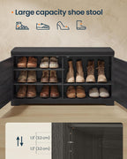 SONGMICS HOME 3-Tier Entryway Bench, Shoe Bench with Padded Seat, for Hallway, Bedroom, 14.2 x 40 x 20.9 Inches, Dark Gray