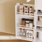IRONCK 74.8" Tall Kitchen Pantry, Storage Cabinet with LED Lights, Kitchen Cabinet with Acrylic Glass Door, Drawer and Adjustable Shelves, for Dining Room, White