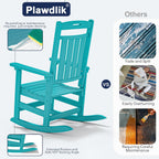 Plawdlik Oversized HDPE Outdoor Rocking Chair Set of 2, All-Weather, Aruba | Heavy Duty Patio Rockers with High Back, Extra Large & Extra Wide, Supports up to 380lbs, Perfect for Porch, Lawn, Garden