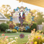 Wind Spinners Outdoor Hanging Rooster - Metal Chicken Gifts for Mom Women Grandma Men, 11.5 Inch 3D Stainless Steel Laser Cut Art Kinetic Wind Spinner for Indoor/Garden Porch Yard Decor
