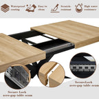 MECHYIN 55''-70.9'' Extendable Dining Room Table for 4-6-8, Rectangle Expandable Dining Table with Removable Leaves Space Saving, Kitchen Table with Hidden Storage for Kitchen Dining Room Office,Oak