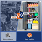 BESFUR Metal Storage Cabinet with 2 Doors and 4 Adjustable Shelves Garage Storage Cabinet with Lock 71" Office Storage Cabinets Locking Cabinets for Garage Office Shop Home (Gray)