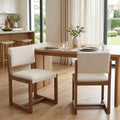 DUOMAY Mid-Century Linen Dining Chairs Set of 2, Beige | Modern Upholstered Seat With Sturdy Wood Legs Comfortable Side Chairs For Kitchen Dining Room And Living Area
