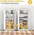 Kitchen Pantry Cabinet, 61" Metal Pantry Storage Cabinet with Doors and 4 Adjustable Shelves, Tall Cabinet for Living Room, Pantry, Bathroom, Kitchen, Assemble Required