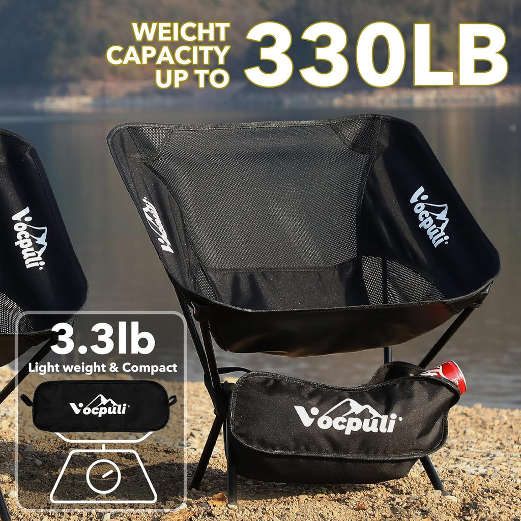 Camping Chair, Lightweight Folding Backpacking Hiking Chair, Compact Portable 330 lbs Capacity，Gifts for Men (Black -1pack