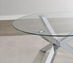 Coaster Home Furnishings Kenzie Round Tempered Glass Top End Side Table Chrome