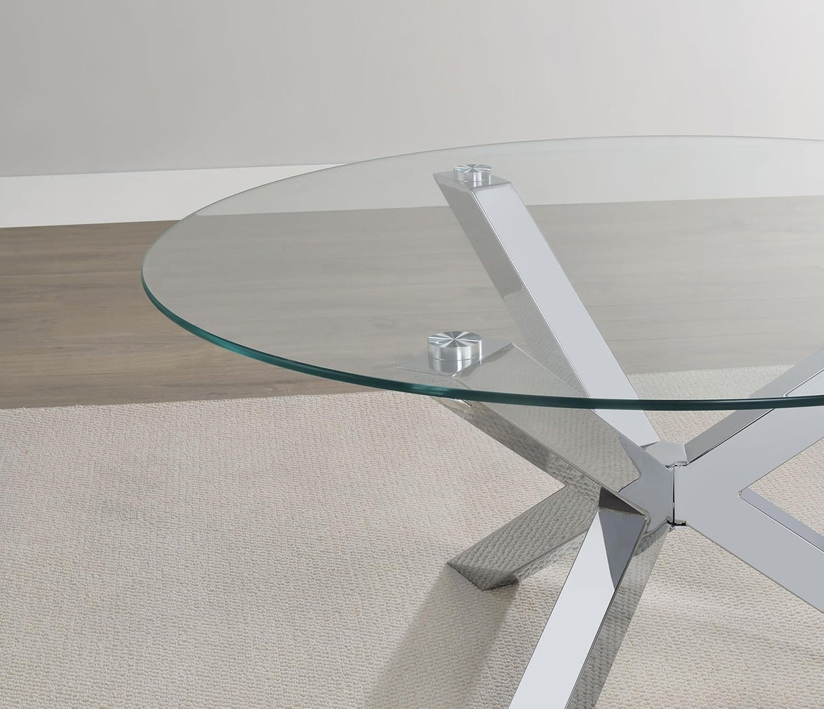 Coaster Home Furnishings Kenzie Round Tempered Glass Top End Side Table Chrome