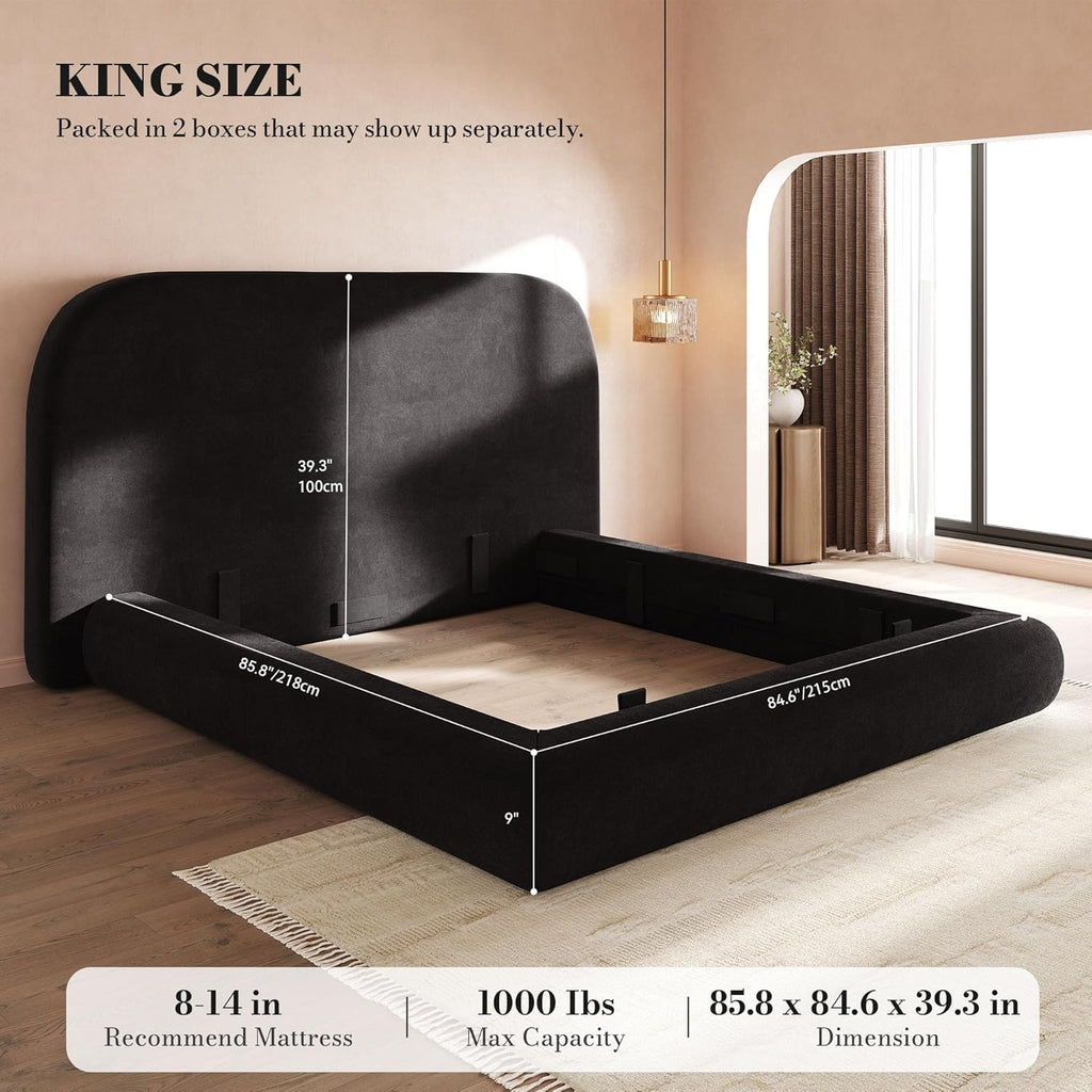 YITAHOME King Size Bed Frame,Soft Cloud Bed with Footboard, Rounded Corners
