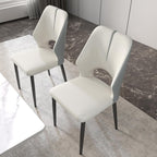 Upholstered Dining Chairs Set of 2, Modern PU Leather Dining Room Kitchen Side Chair with Padded Seat and Metal Legs Restaurant/Cafe,Light Grey
