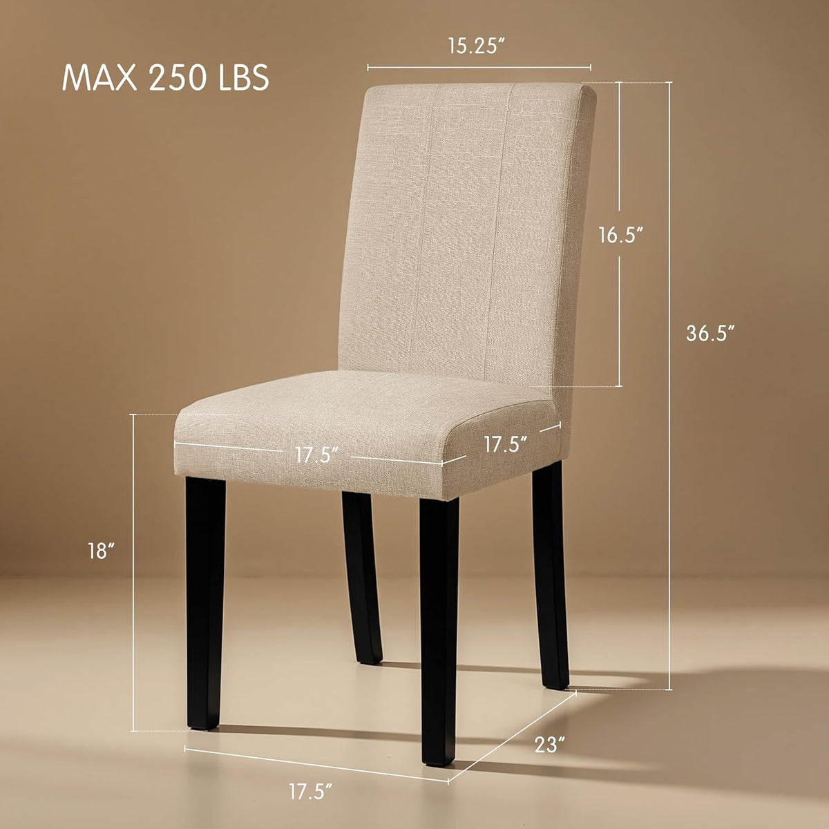 CHUN YI Upholstered Dining Chairs Set of 6, Fabric Dining Room Chairs with Solid Wood Legs, Modern Kitchen Chairs for Farmhouse Living Room Restaurant & Cafe, Oatmeal