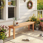 Dining Bench 55.1" Wood Solid Oak Wooden Bed End/Entryway Bench for Bedroom Living Room Kitchen(Nature)