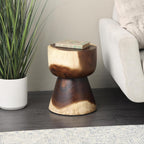 Deco 79 Wood Handmade Side End Accent Table Hourglass End Table with Natural Wood Grain, Side Table 14" x 14" x 18", Brown