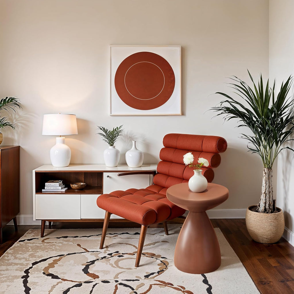 Meridian Furniture 99026Terracotta-ET Anika Collection Modern | Contemporary Side Table with Matte Terracotta Finish Iron Metal, 14.5" W x 14.5" D x 19" H, Terracotta