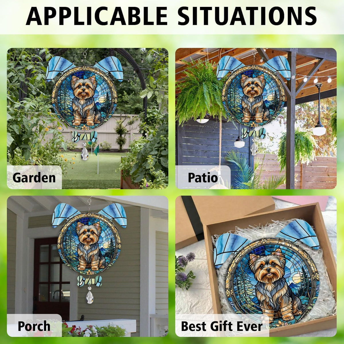 Yorkshire Terrier Dog Ears Wind Spinner, Yorkshire Terrier Wind Spinner Hanging for Yard and Garden (Yorkshire Terrier)