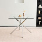 HomVent 36'' Square Glass Dining Table Set for 4,Modern Square Glass Kitchen Table Set for 4, Dining Room Set with Dining Chairs for Kitchen