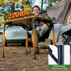 TIMBER RIDGE Bamboo Folding Camping Table, Portable RV Picnic Table | Adjustable Height (18.5"-26.5") & Aluminum Frame, Heavy Duty 220LBS Outdoor Dining for Tailgate Patio, Carry Bag Included