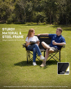 FanttikOutdoor Zeta L11 Duo Pro Double Camping Chair, 2 Person Portable Folding Couch, High Strength Loveseat with Cup Holder & Carry Bag for Travel, Games, BBQ, Backyard, Support up to 600 lbs, Black