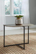 GTU Furniture Contemporary Engineered Wood Round 3-Piece Coffee Table Set, Cocktail Table with 2 Matching End Tables, Two-Tone Finish for Living Room