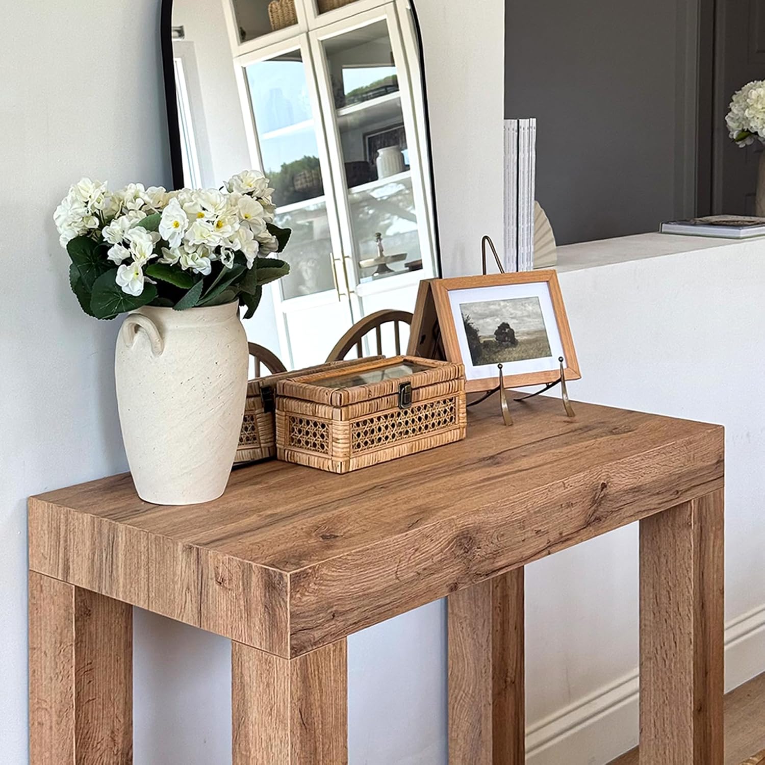 Mobili Fiver, First, Extendable Console Table 17.7(120) x35.4 in, Rustic Oak, for 4-14 People, Space-Saving Dining Table, Italian Furniture