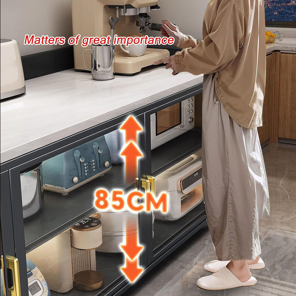 JKGHK Kitchen Storage Cabinet, Food Prep Baker's Rack Table with Flip Doors, Kitchen Food Pantry Cabinet with Adjustable Shelves, Prep Cabinets for Business, Garage(Gray,35x46in)