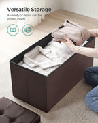 SONGMICS 30 Inches Folding Storage Ottoman Bench with Flipping Lid