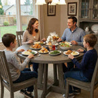 IDEALHOUSE Round Dining Table for 4, 47 Inches Dining Room Table with Wooden Base, Kitchen Table with Circle Tabletop, Dinner Table for Dining Room, Kitchen, Living Room, Grey