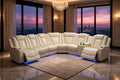 A Ainehome Leather Power Furniture Reclining Sectional Couch, Living Room Power Recliner Adjustable Sofa, Loveseat and Chair with Storage Console for Living Room/Office(Off-White)