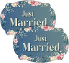 GEEKBEAR Just Got Married Car Magnet (2 Pack) - 13 x 8.7 in (Blue Rose)