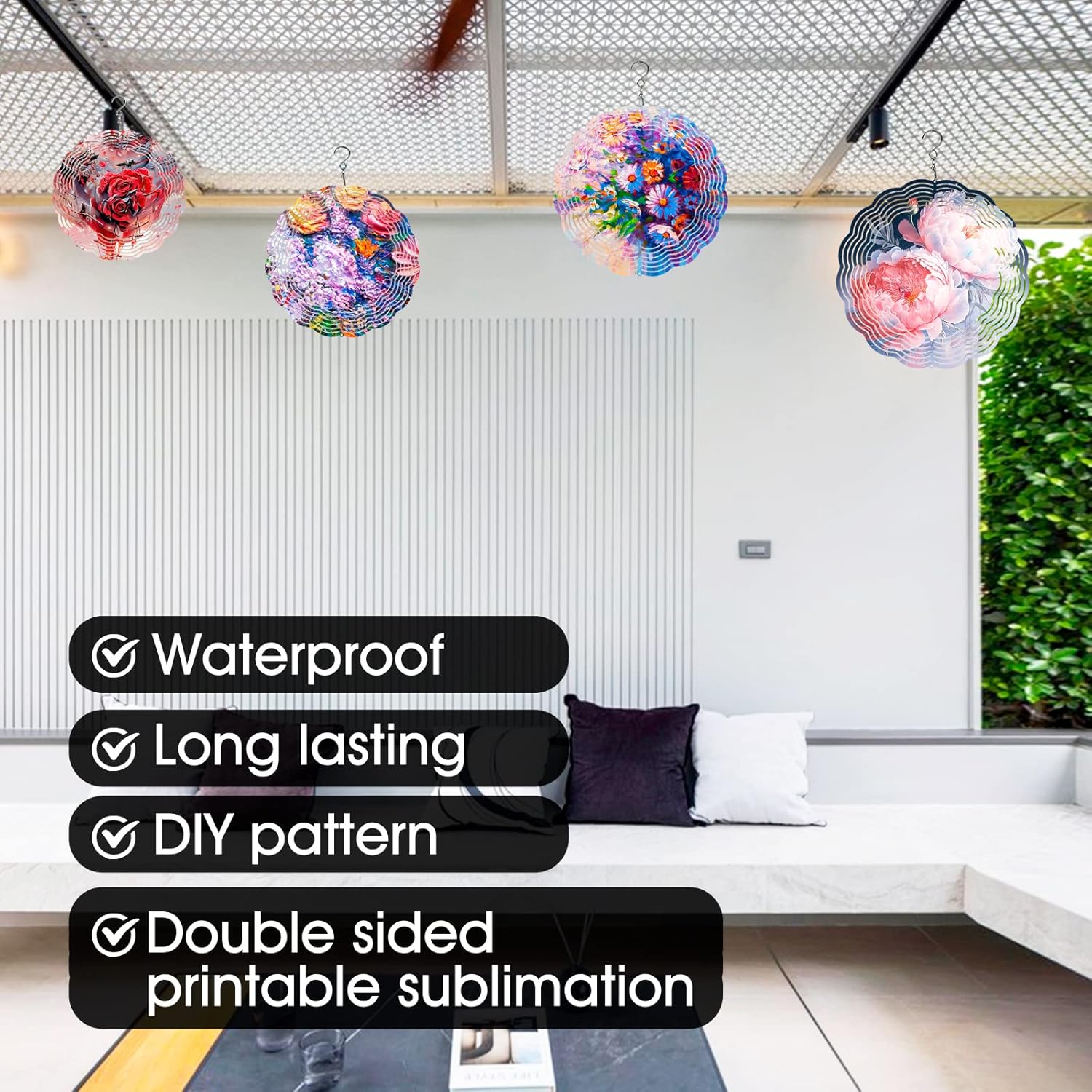 5 Pack Sublimation Wind Spinner Blanks 6 Inch Wind Spinners Sublimation Blanks 3D Aluminum Metal Wind Spinners for Yard and Garden Indoor Outdoor Window Porch Front Door Decoration Round