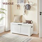 VASAGLE Storage Chest, 39.4 Inches Width Bench with 2 Safety Hinges | Farmhouse Style, for Entryway, Bedroom, Living Room, Cloud White, SOFIE Collection ULSB061T10