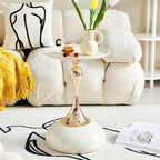 Small Round End Table,Modern Accent Tables,Sofa Tray Side Table,Drink Table for Living Room Bedroom,White