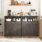 Shintenchi Kitchen Storage Cabinet with Adjustable Shelves and Drawers, Modern Buffet Sideboard, Wood Buffet Cabinet with Doors, Floor Cabinet Cupboard for Coffee Bar Living Room, Dark Brown
